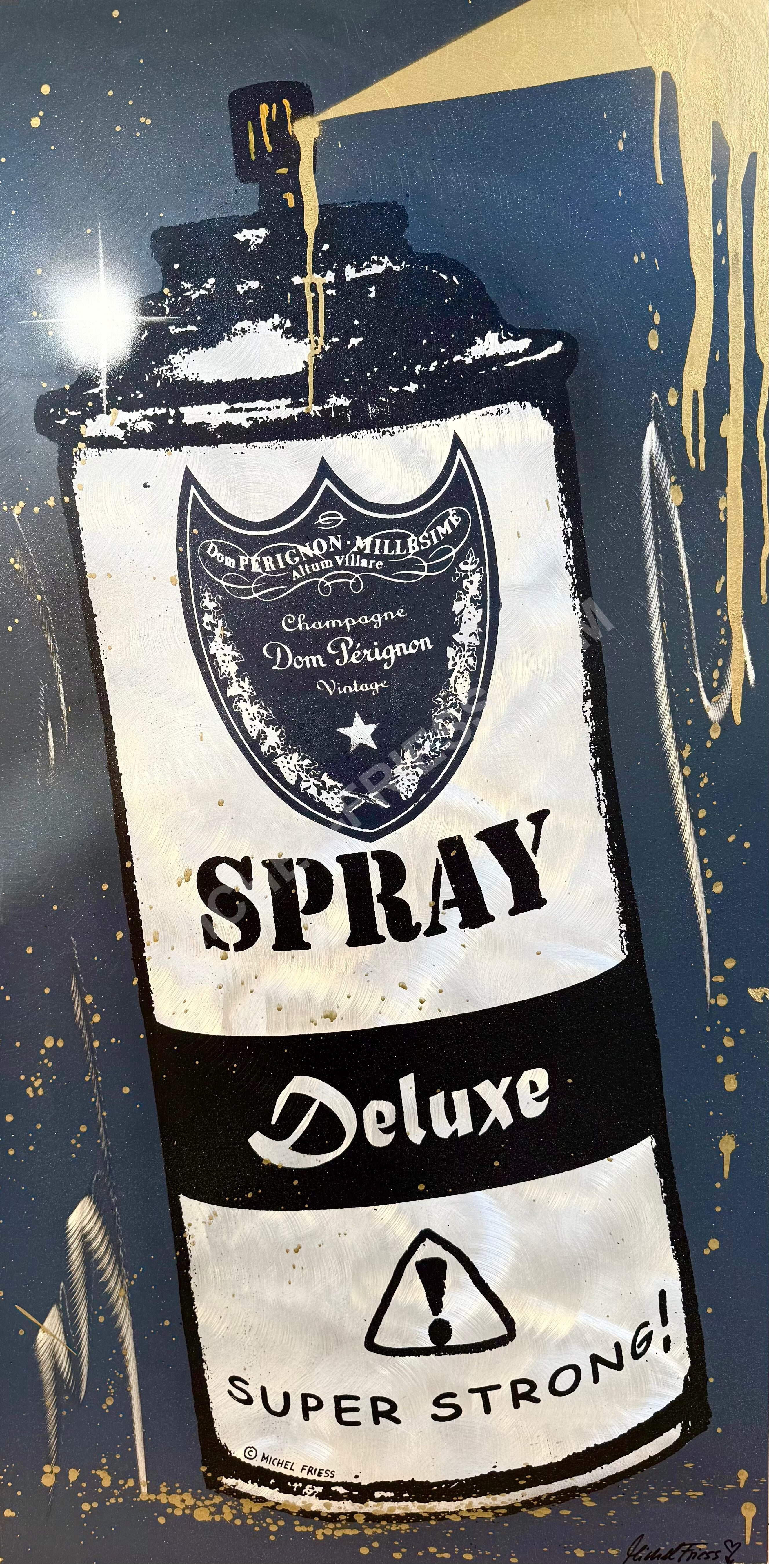 DOM PERIGNON SPRAY - Unikat 120x60cm auf handgebürstetem Alublech 2mm