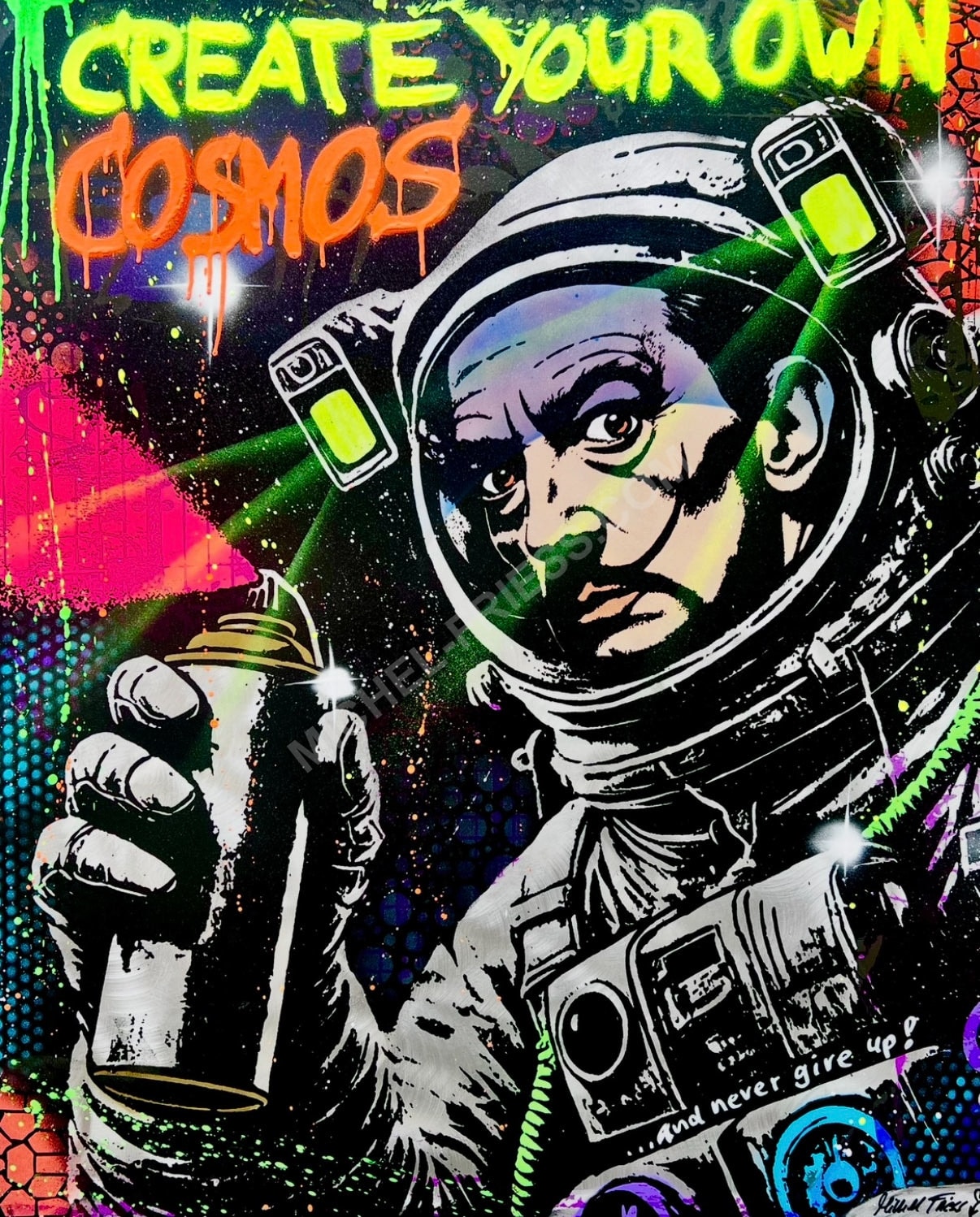 CREATE YOUR OWN COSMOS - Unikat 80x100cm auf handgebürstetem 2mm Aluminiumblech