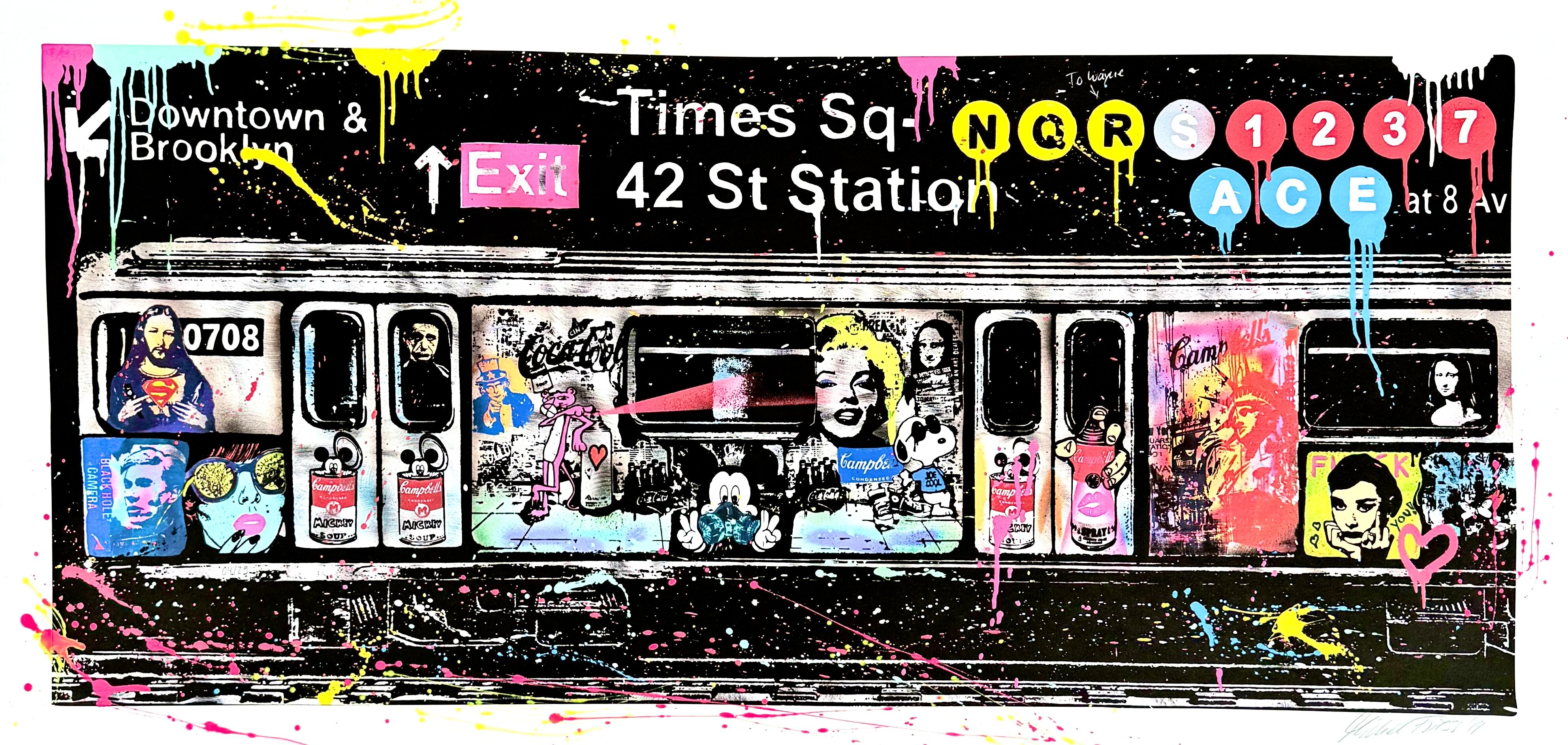 MY NYC SUBWAY, - grosser, hochwertiger Pigmentdruck 120x60cm auf schwerem Büttenpapier, handüberarbeitet als Unikat, handsigniert und nummeriert (ungerahmt)