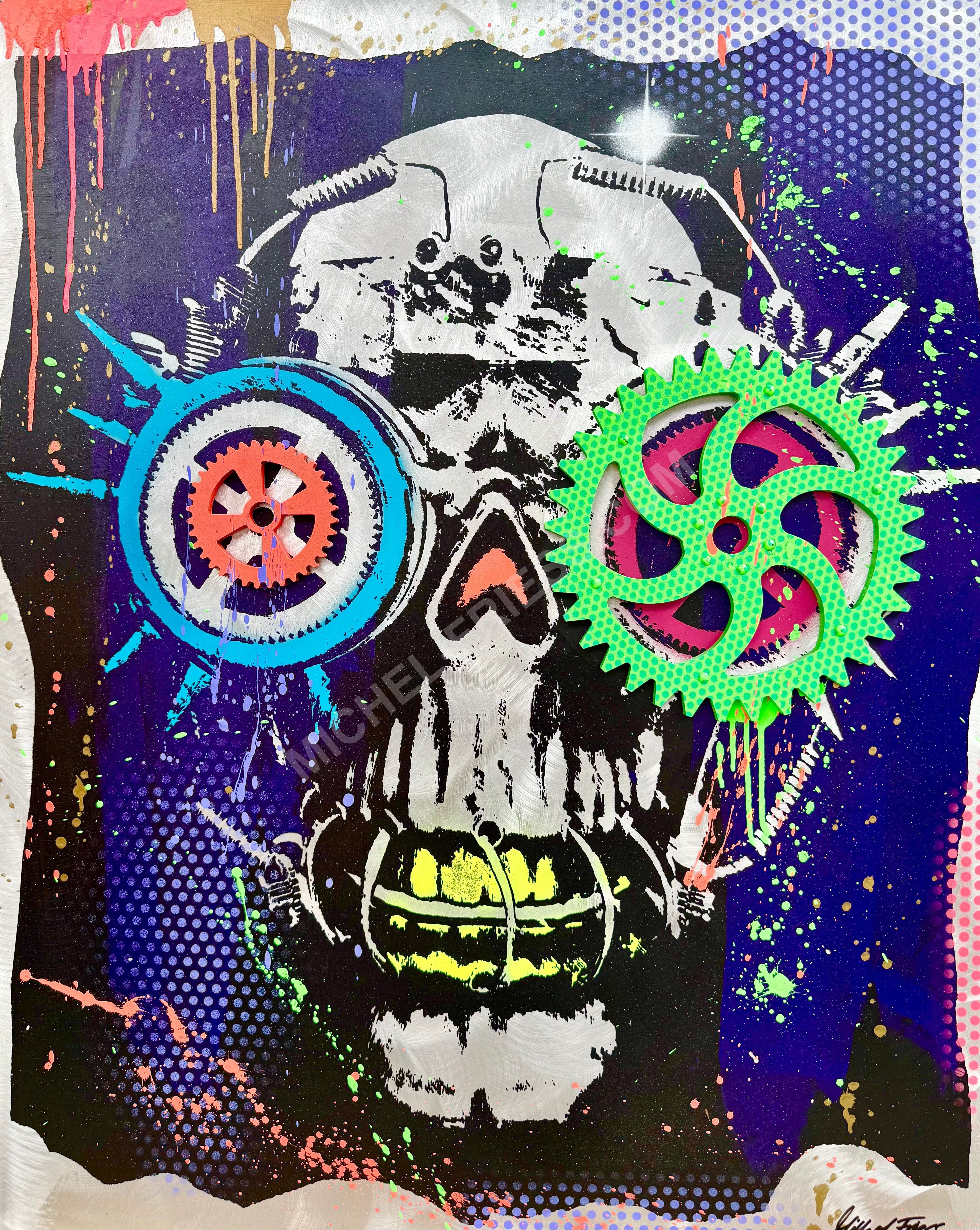 STEAMPUNK SKULL - Unikat, 80x100cm auf Aluminium 2mm