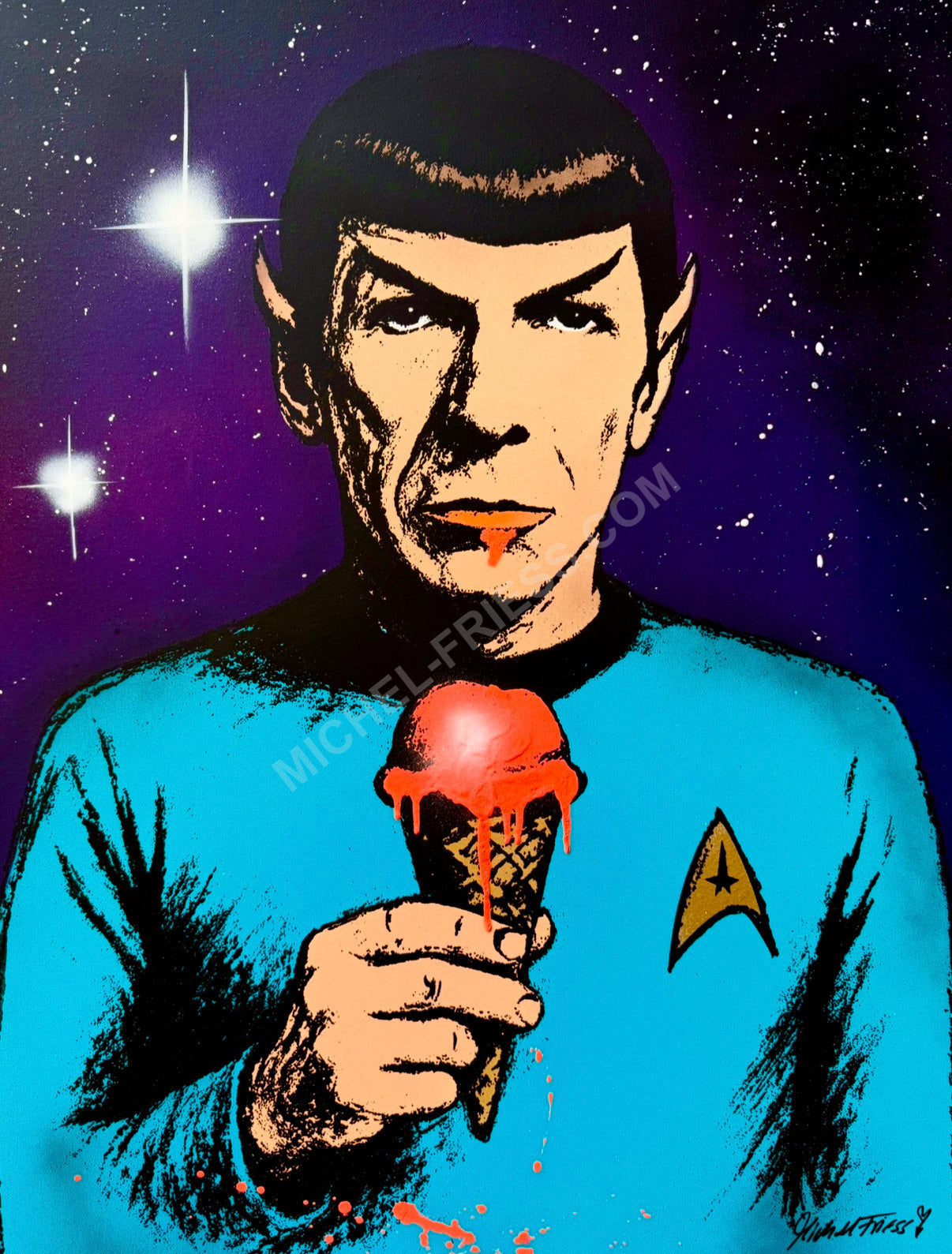MR. SPOCK ICE CREAM, Unikat auf 60x80cm Museumsleinwand 4cm