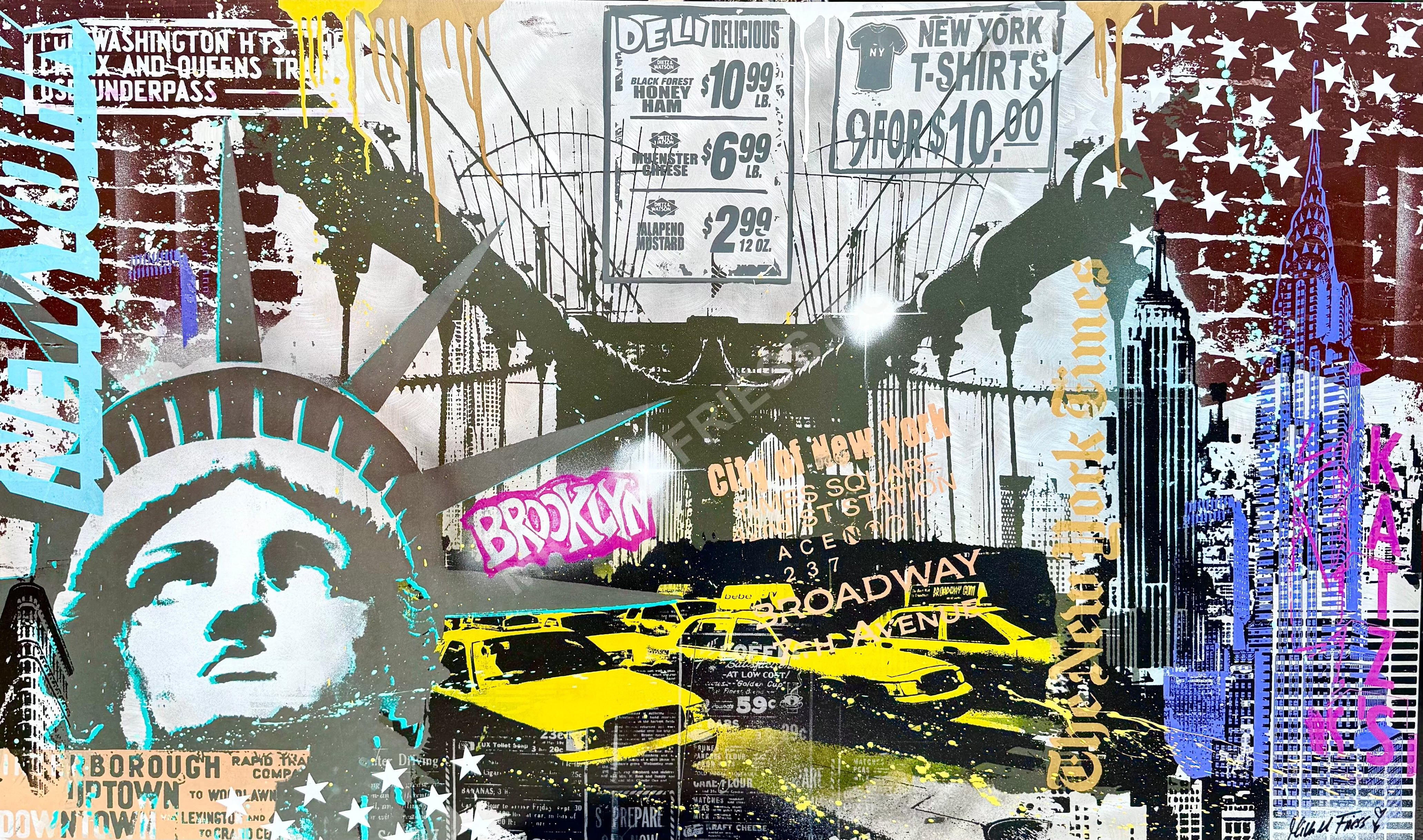 NYC🗽🇺🇸 - Unikat, 150x90cm auf handgebürstetem Aluminium 2mm