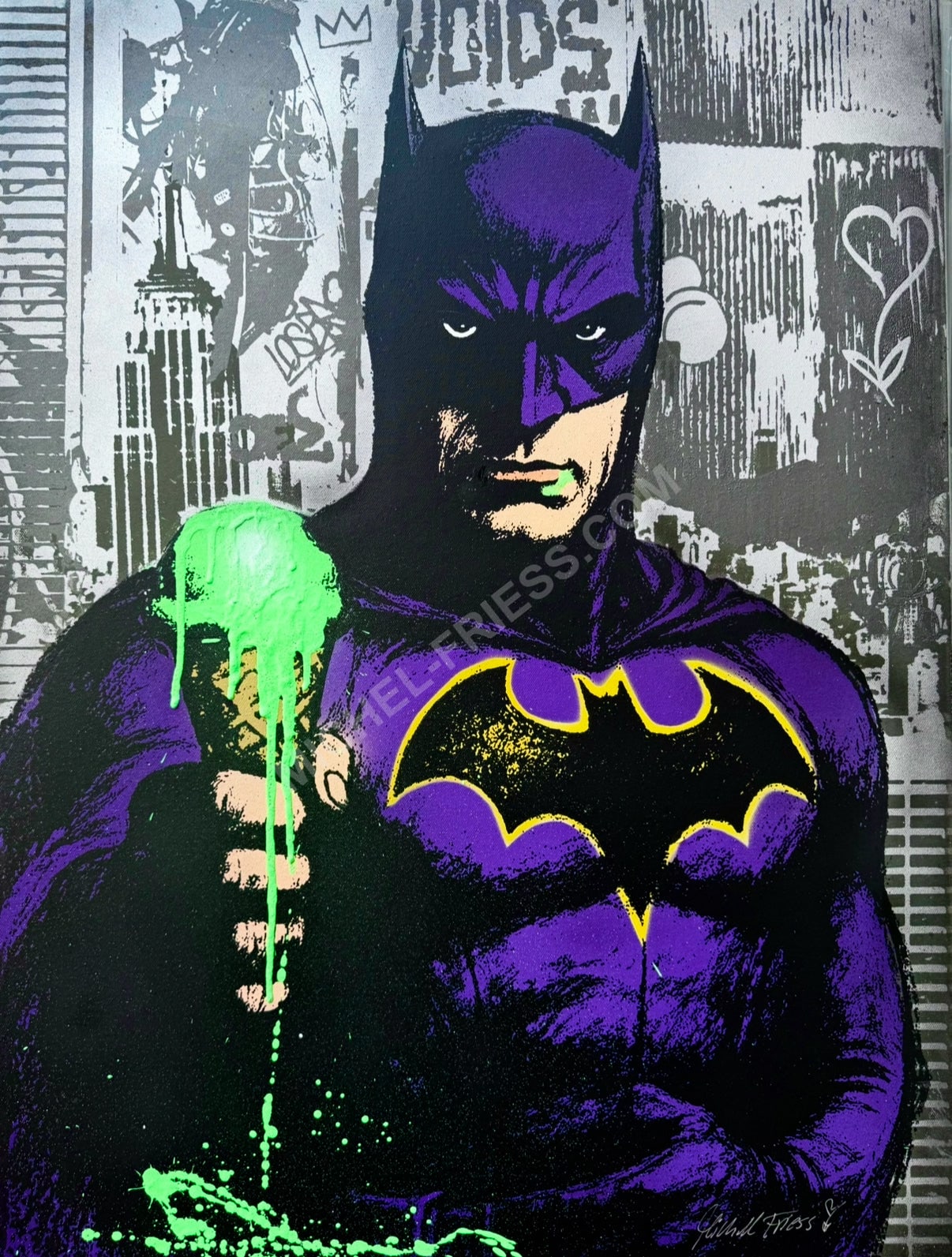 BATMAN ICE CREAM, Unikat auf 60x80cm Museumsleinwand 4cm
