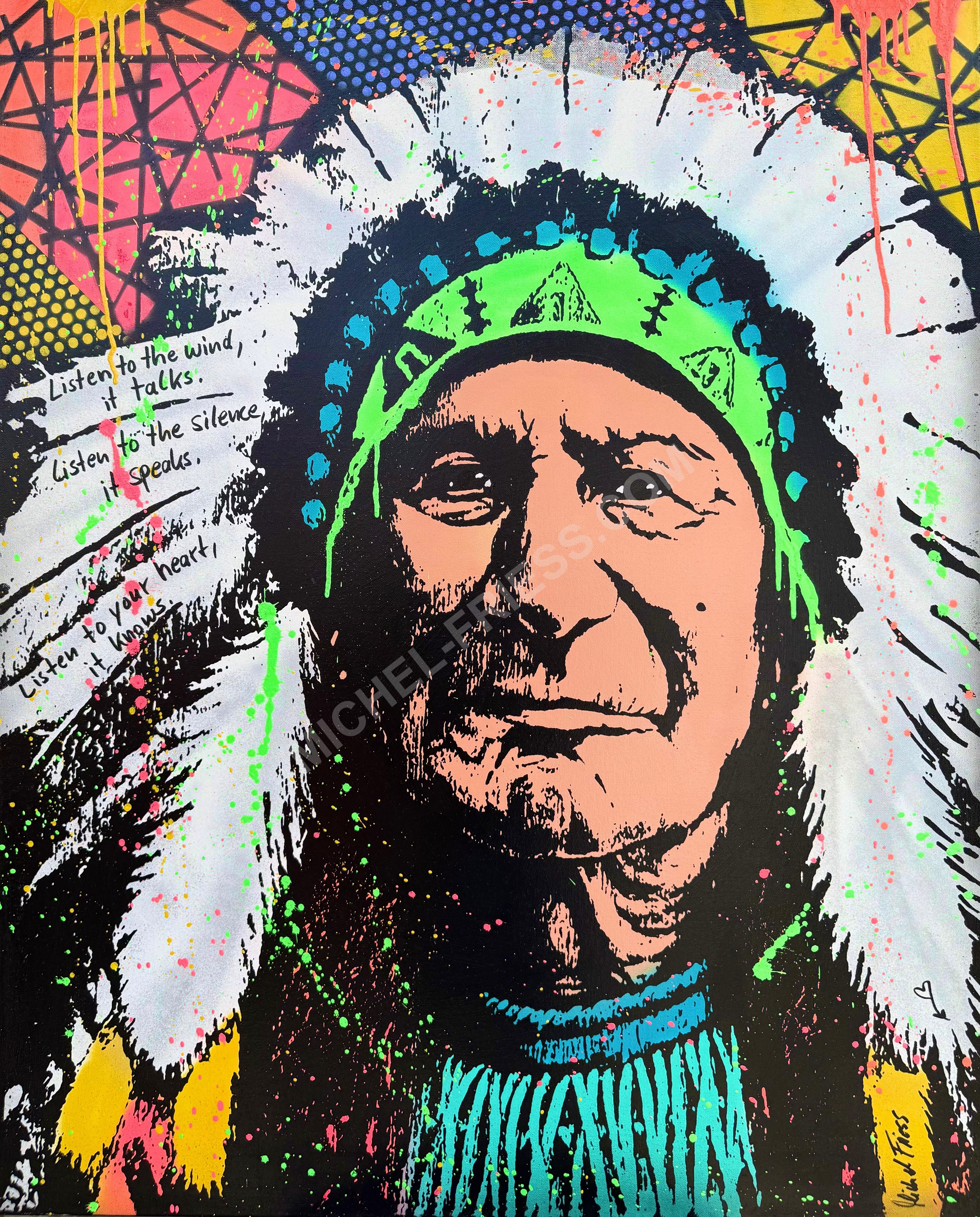 CHIEF 🪶 Unikat 80x100cm Museumsleinwand 4cm