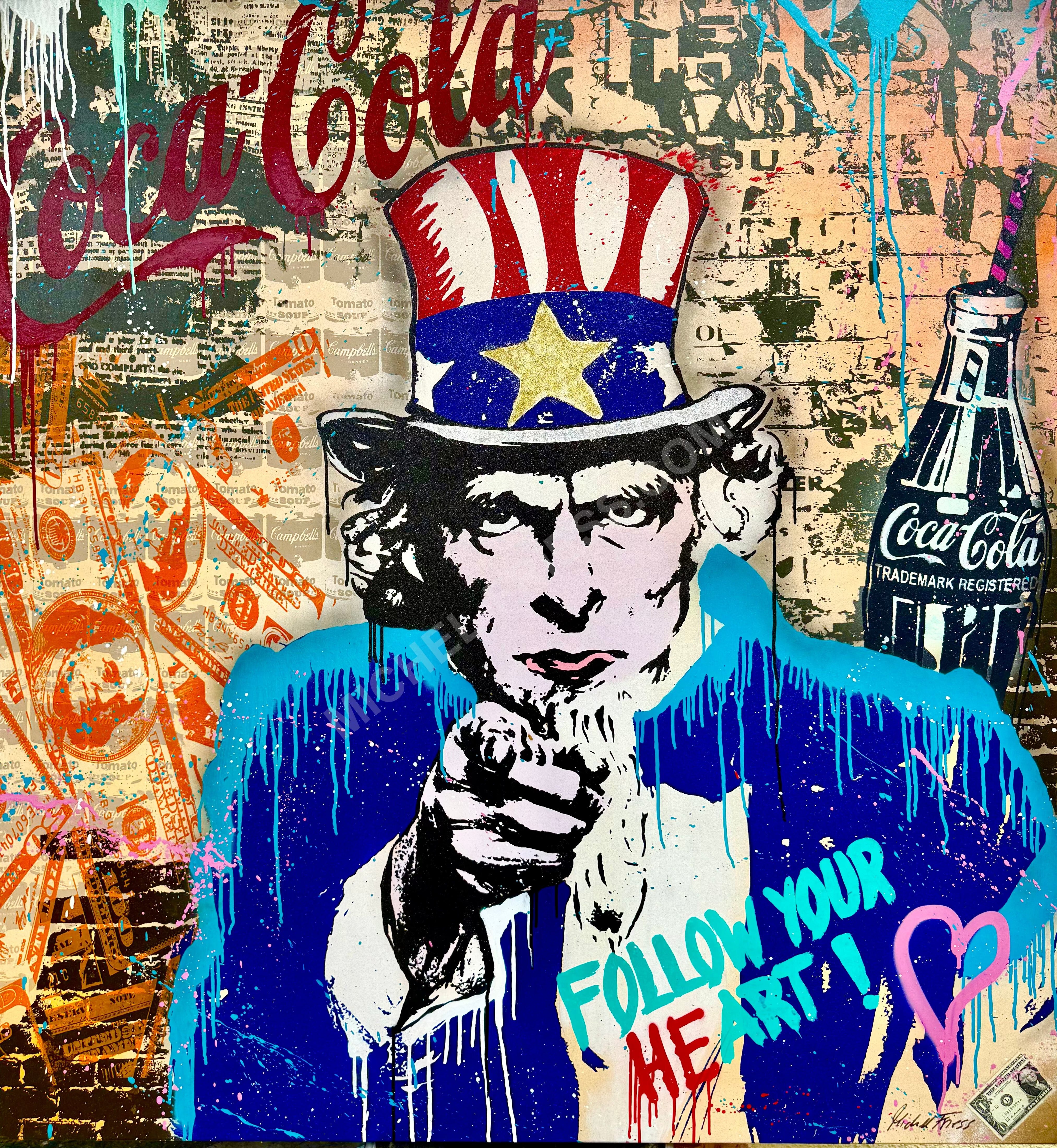 UNCLE SAM 🇺🇸 grosse Unikat 140x150cm auf Museumsleinwand 4cm