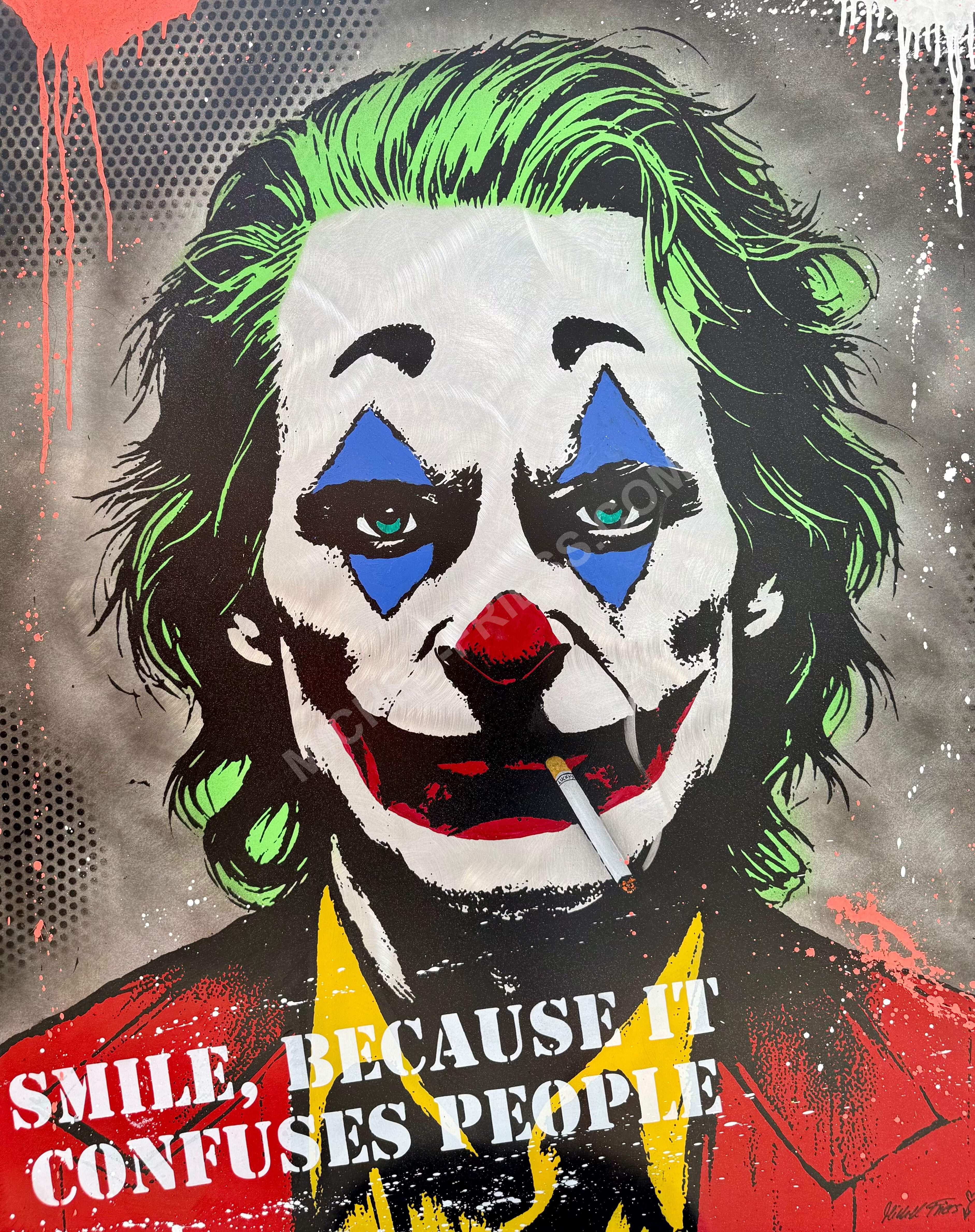 Joker SMOKING - Unikat 120x80cm auf handgebürstetem Aluminium 2mm