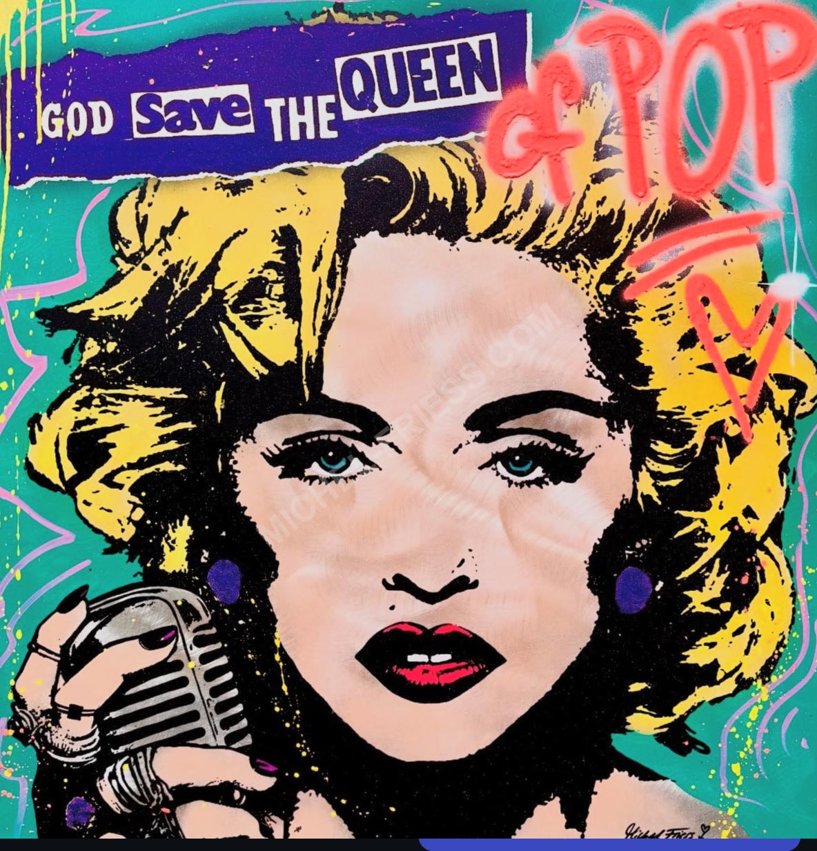 MADONNA, Unikat auf 90x90cm handgebürsteten Aluminiumblech 2mm