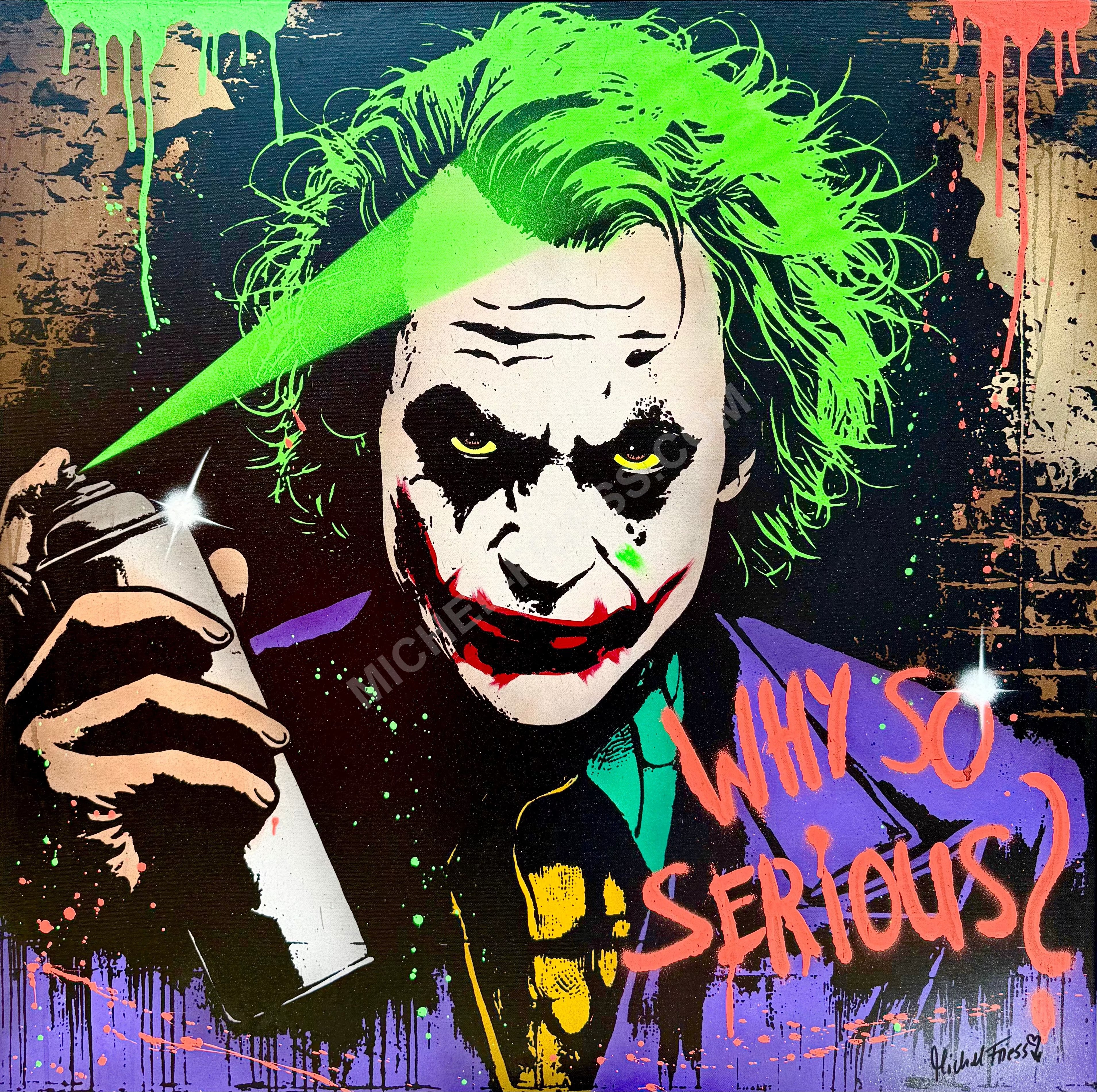 JOKER SPRAY - Unikat auf 80x80cm Museumsleinwand 4cm