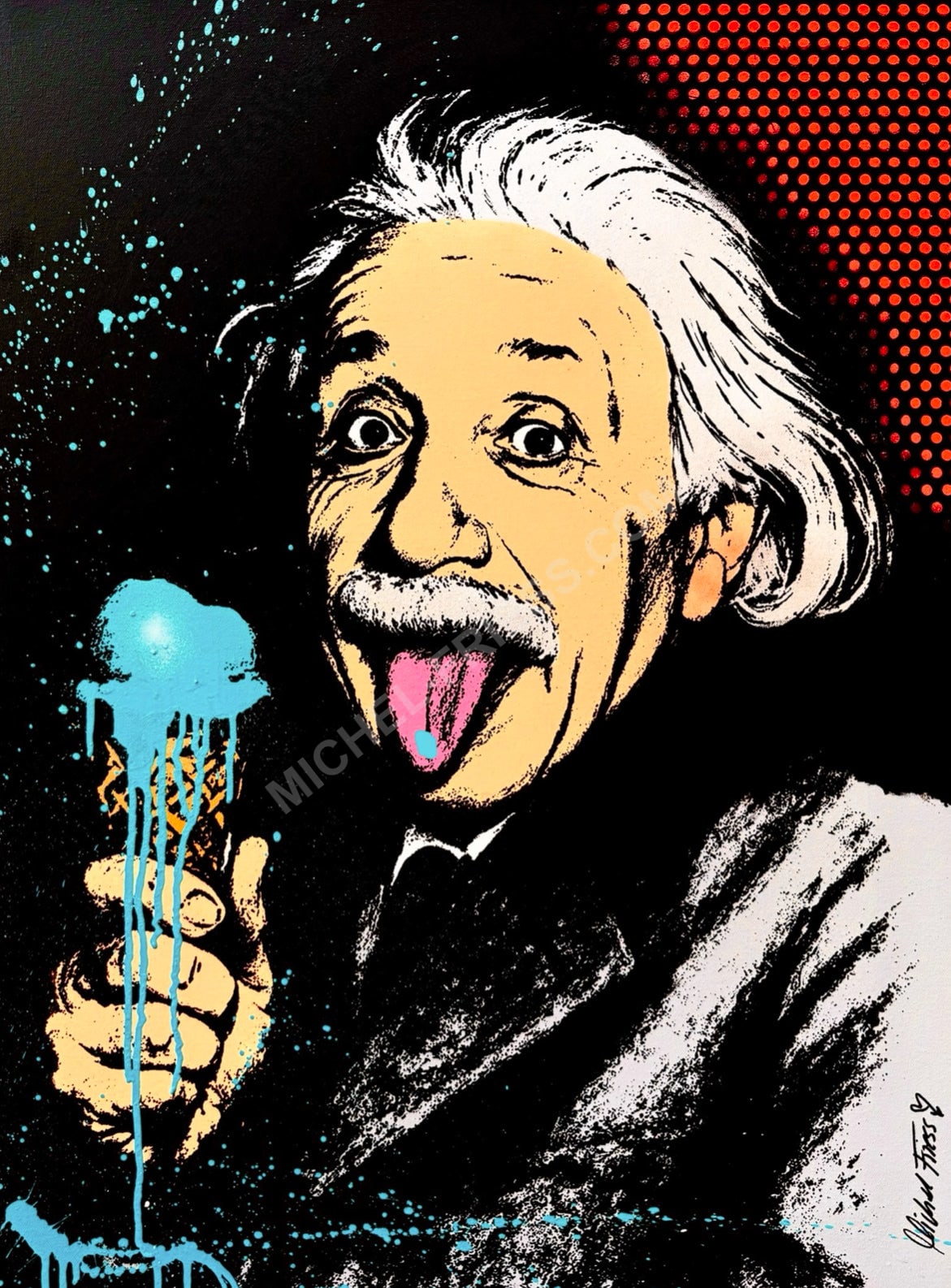 EINSTEIN ICE CREAM, Unikat auf 60x80cm Museumsleinwand 4cm