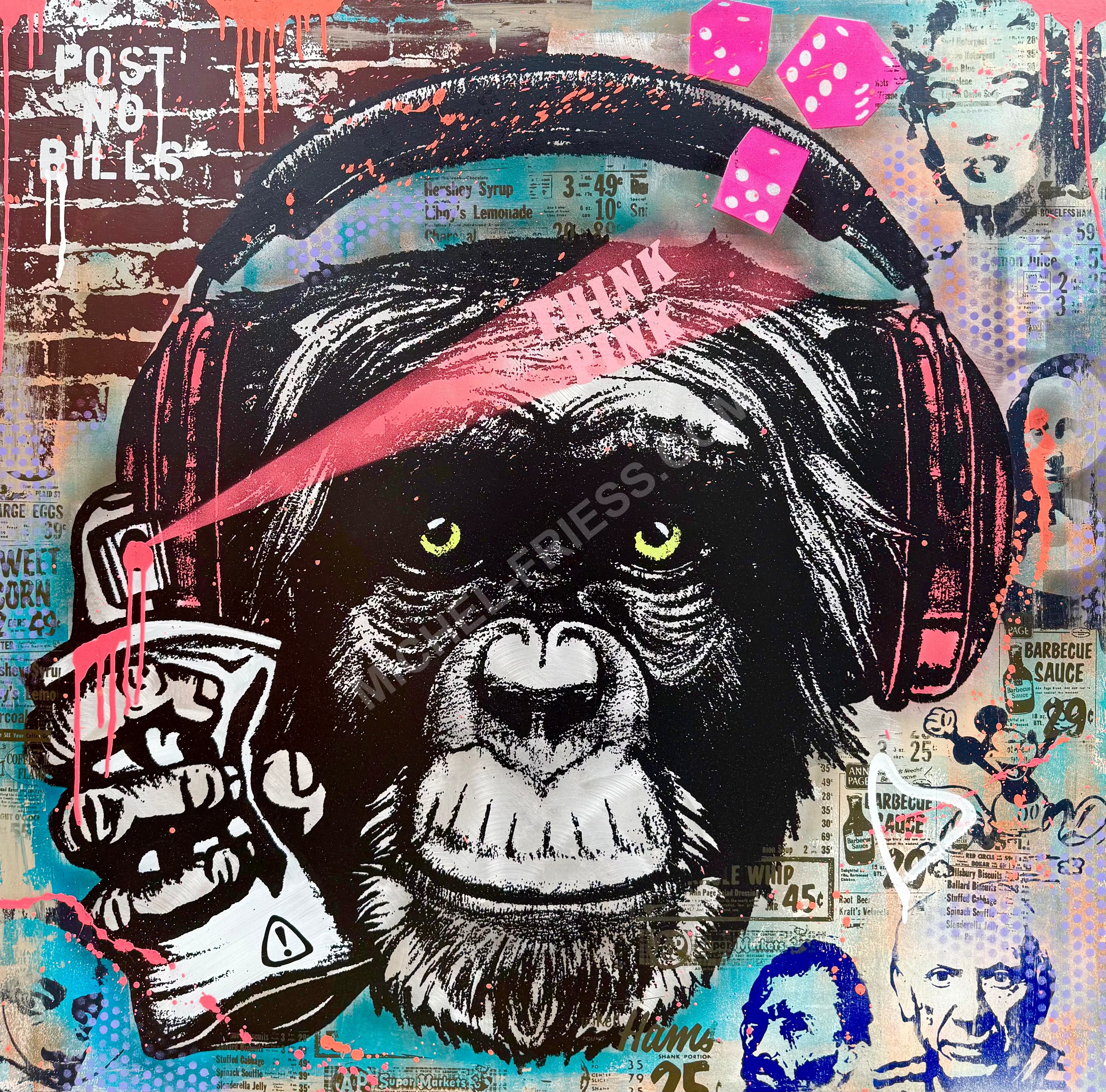 FUNKY MONKEY - Unikat 100x100cm auf Aluminium 2mm