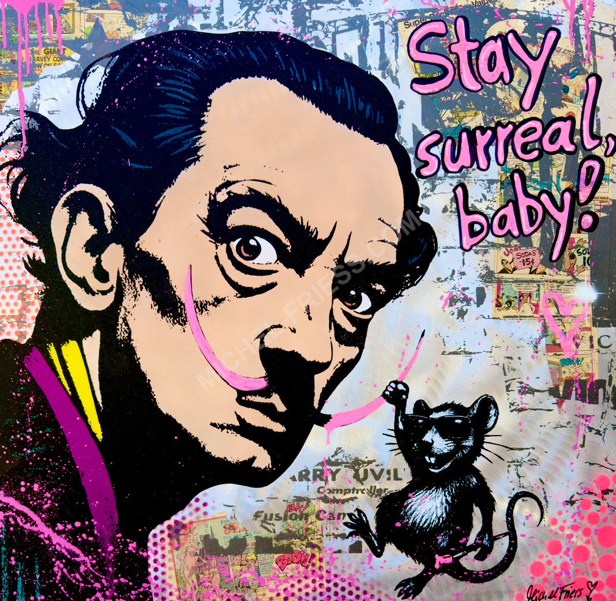 DALI - STAY SURREAL, BABY! - Unikat 90x90cm auf handgebürsteten Aluminium 2mm