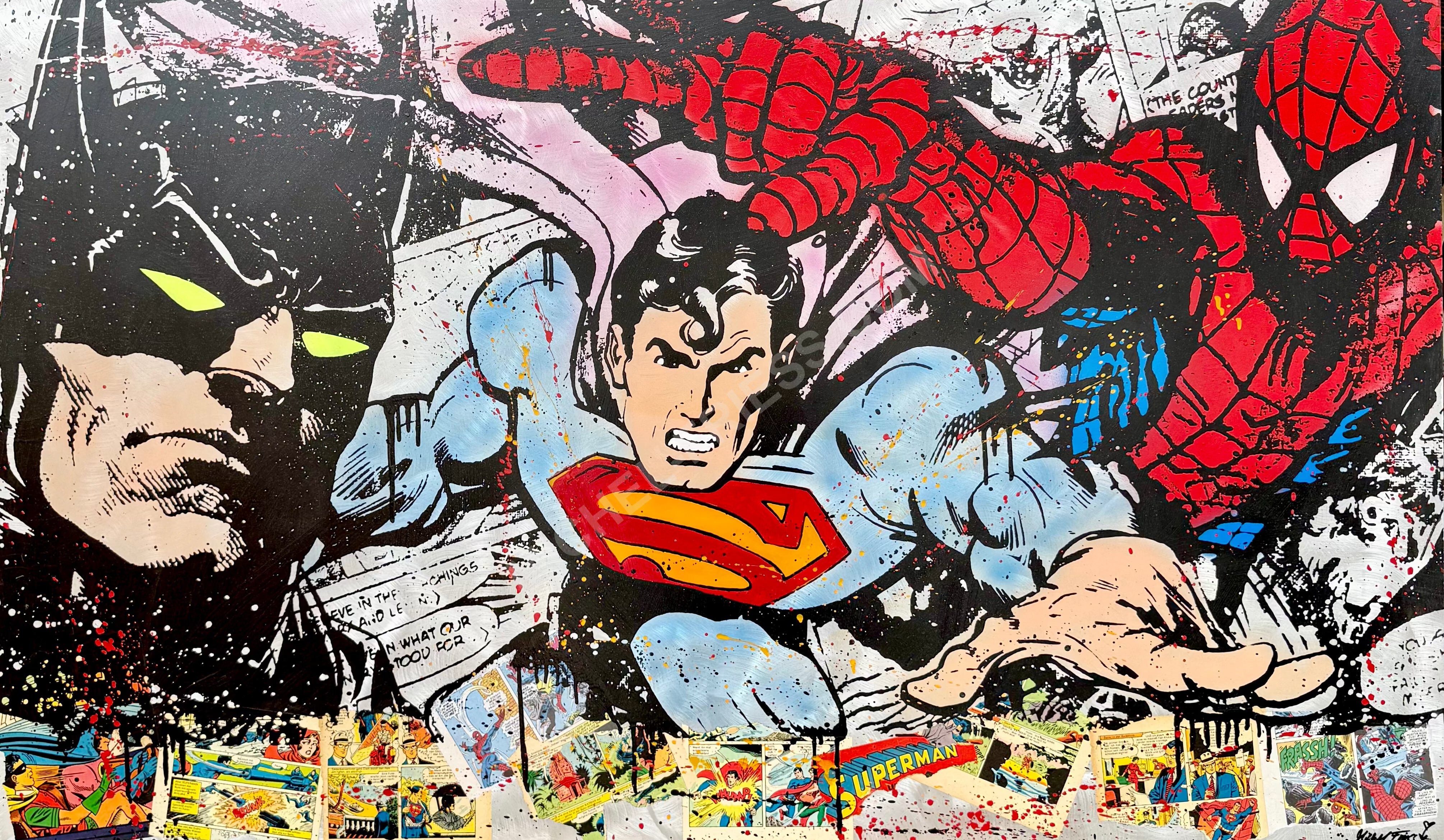 MY SUPER HEROES - Unikat, 150x90cm auf Aluminium 2mm