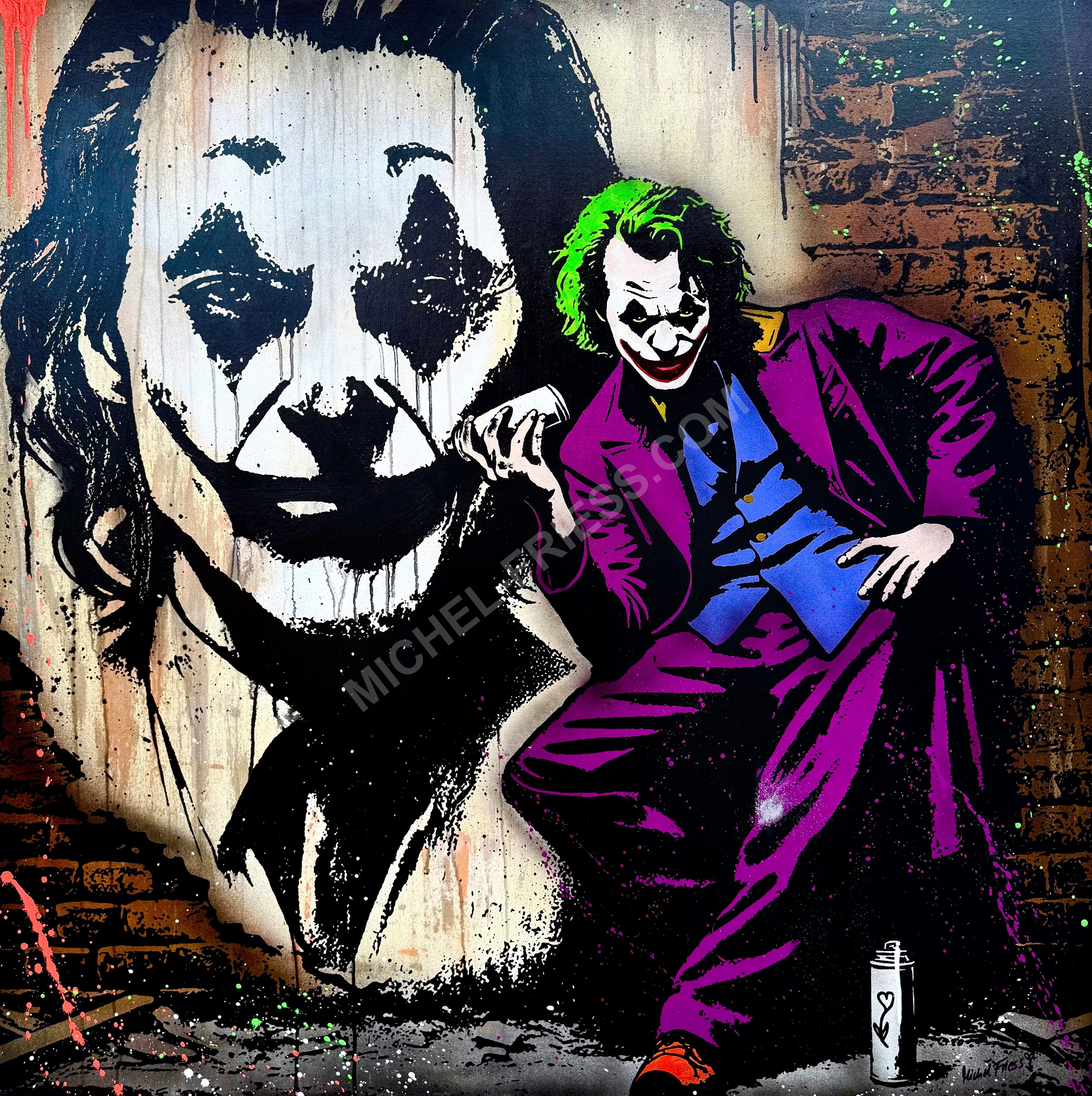 DOUBLE JOKER - grosses Unikat 120x120cm auf Museumsleinwand 4cm